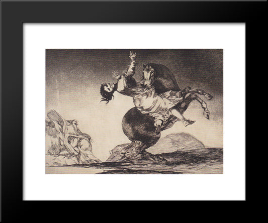 Abducting Horse 20x24 Black Modern Wood Framed Art Print Poster by Goya, Francisco