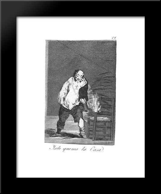 And His House Is On Fire 20x24 Black Modern Wood Framed Art Print Poster by Goya, Francisco