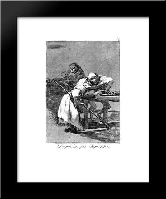 Be Quick, They Are Waking Up 20x24 Black Modern Wood Framed Art Print Poster by Goya, Francisco