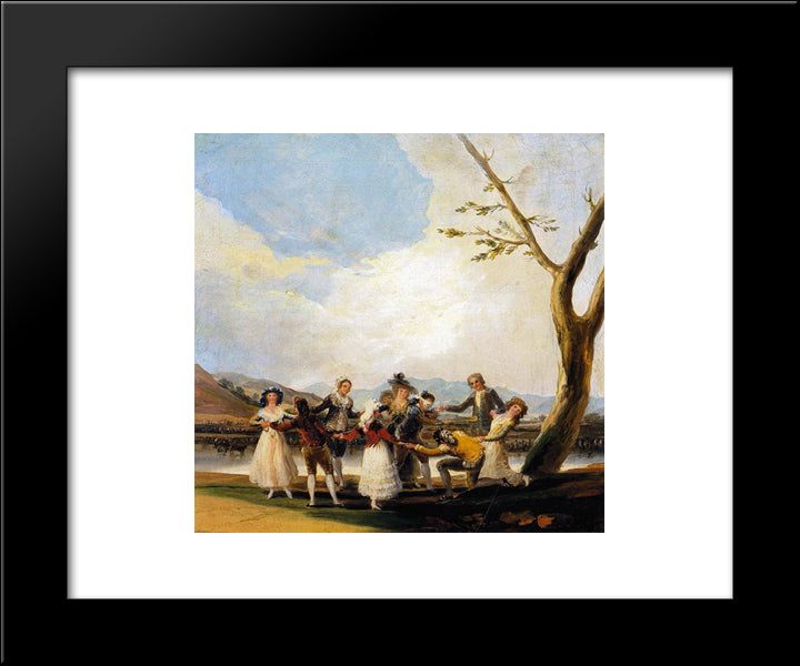 Blind Man'S Buff 20x24 Black Modern Wood Framed Art Print Poster by Goya, Francisco