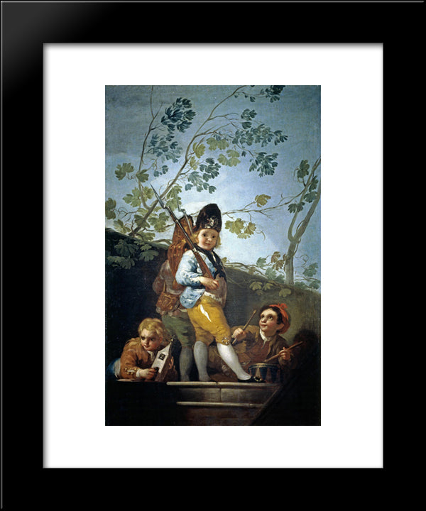 Boys Playing Soldiers 20x24 Black Modern Wood Framed Art Print Poster by Goya, Francisco