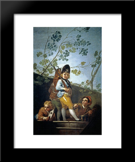 Boys Playing Soldiers 20x24 Black Modern Wood Framed Art Print Poster by Goya, Francisco