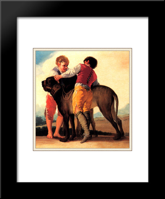 Boys With Mastiff 20x24 Black Modern Wood Framed Art Print Poster by Goya, Francisco