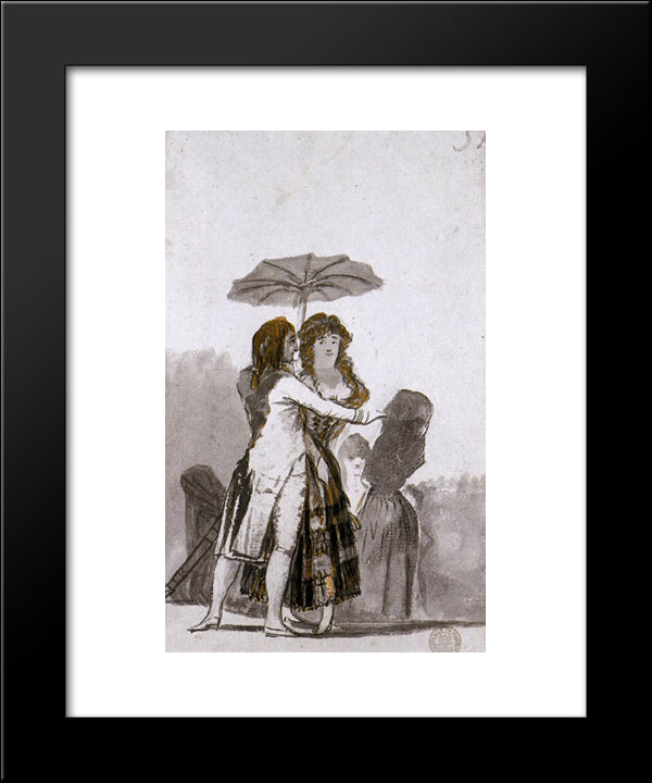 Couple With Parasol On The Paseo 20x24 Black Modern Wood Framed Art Print Poster by Goya, Francisco