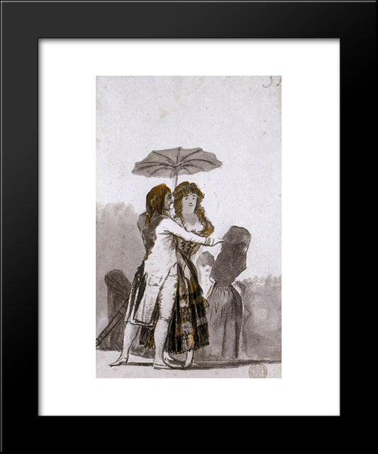 Couple With Parasol On The Paseo 20x24 Black Modern Wood Framed Art Print Poster by Goya, Francisco