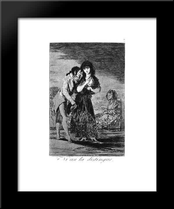 Even So He Cannot Make Her Out 20x24 Black Modern Wood Framed Art Print Poster by Goya, Francisco