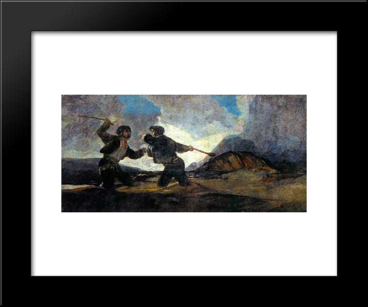 Fight With Cudgels 20x24 Black Modern Wood Framed Art Print Poster by Goya, Francisco