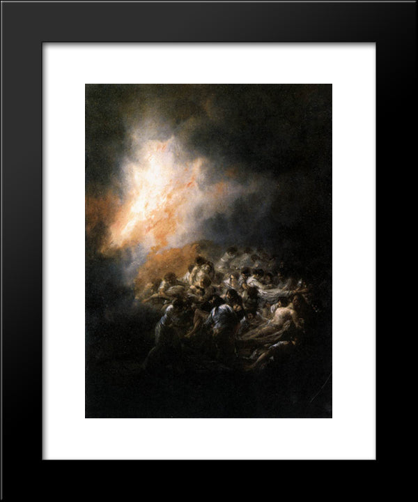 Fire At Night 20x24 Black Modern Wood Framed Art Print Poster by Goya, Francisco