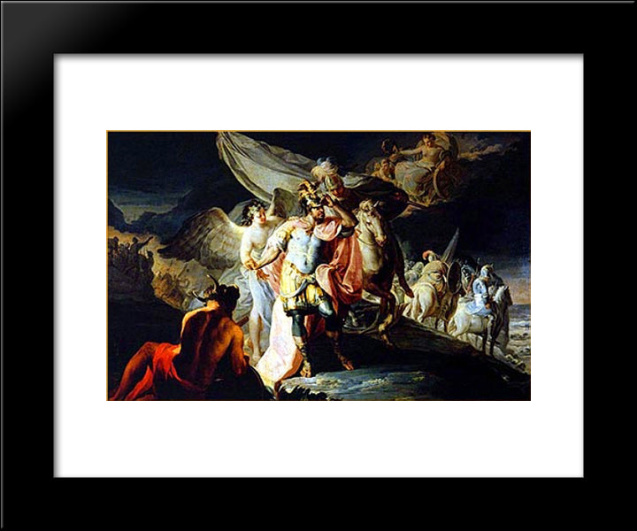 Hanibal Vencedor Contempla Italia Desde Los Alpes 20x24 Black Modern Wood Framed Art Print Poster by Goya, Francisco