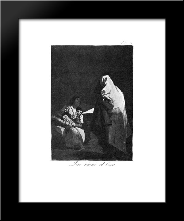 Here Comes The Bogey-Man 20x24 Black Modern Wood Framed Art Print Poster by Goya, Francisco