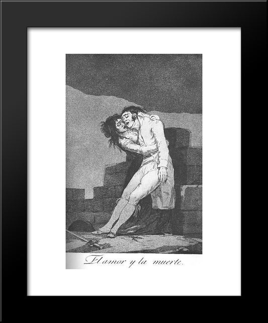 Love And Death 20x24 Black Modern Wood Framed Art Print Poster by Goya, Francisco