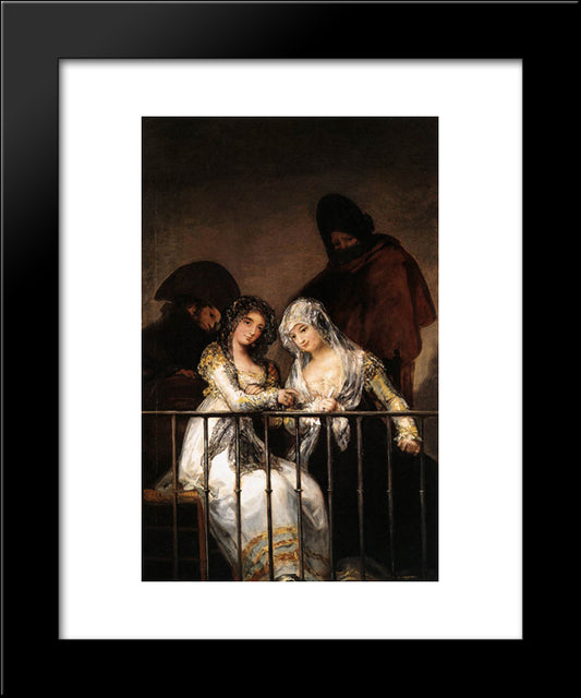 Majas On A Balcony 20x24 Black Modern Wood Framed Art Print Poster by Goya, Francisco