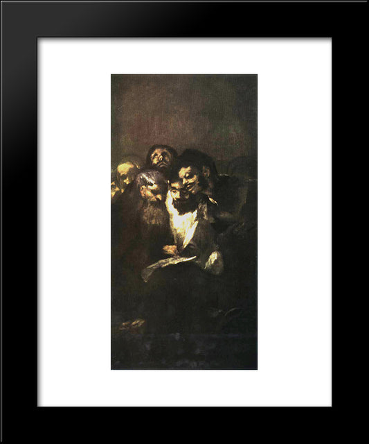 Men Reading 20x24 Black Modern Wood Framed Art Print Poster by Goya, Francisco