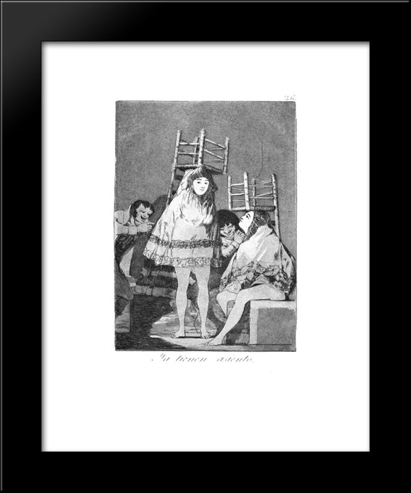 Now They Are Sitting Well 20x24 Black Modern Wood Framed Art Print Poster by Goya, Francisco