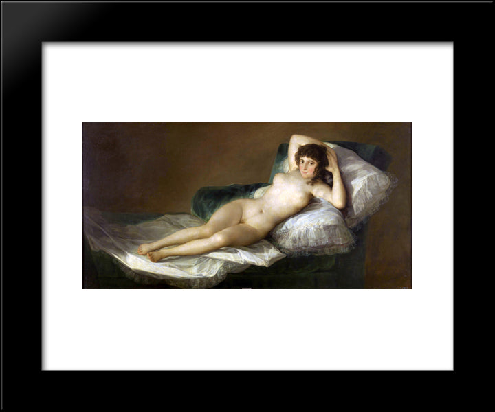 Nude Maja 20x24 Black Modern Wood Framed Art Print Poster by Goya, Francisco