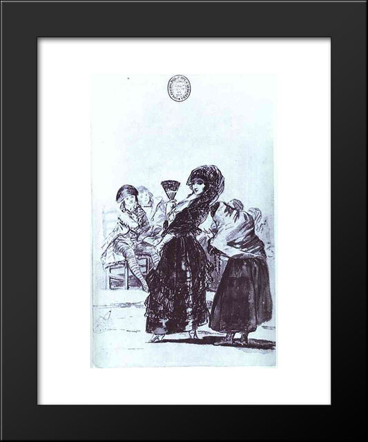 Old Beggar With A Maja 20x24 Black Modern Wood Framed Art Print Poster by Goya, Francisco