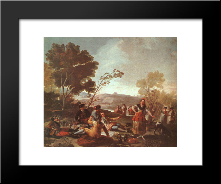 Picnic On The Banks Of The Manzanares 20x24 Black Modern Wood Framed Art Print Poster by Goya, Francisco