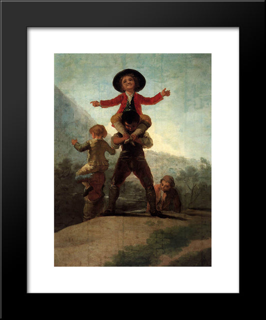 Playing At Giants 20x24 Black Modern Wood Framed Art Print Poster by Goya, Francisco