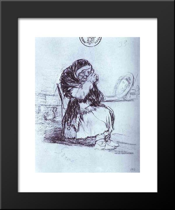 The Old Woman With A Mirror 20x24 Black Modern Wood Framed Art Print Poster by Goya, Francisco