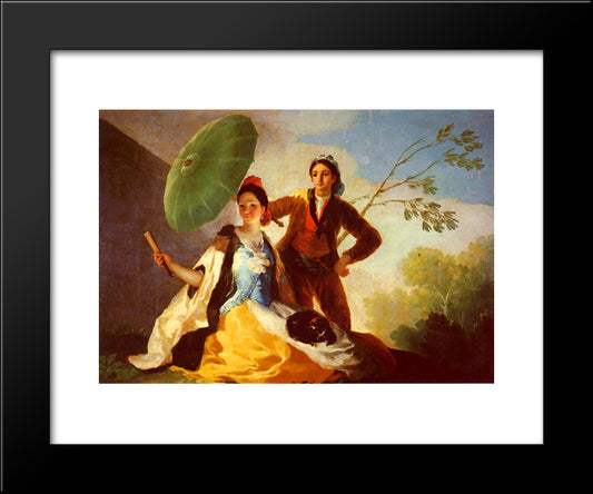 The Parasol 20x24 Black Modern Wood Framed Art Print Poster by Goya, Francisco