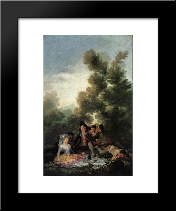 The Picnic 20x24 Black Modern Wood Framed Art Print Poster by Goya, Francisco