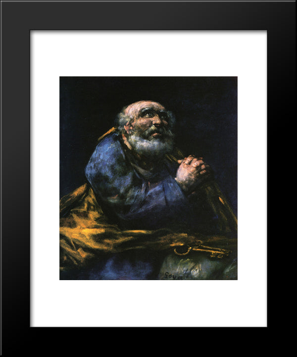 The Repentant Saint Peter 20x24 Black Modern Wood Framed Art Print Poster by Goya, Francisco