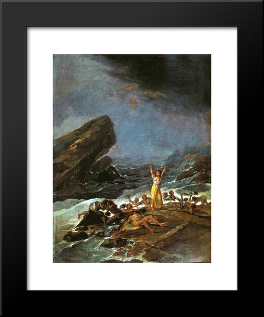 The Shipwreck 20x24 Black Modern Wood Framed Art Print Poster by Goya, Francisco