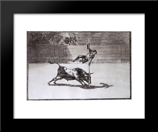 The Speed And Daring Of Juanito Apinani In The Ring Of Madrid 20x24 Black Modern Wood Framed Art Print Poster by Goya, Francisco