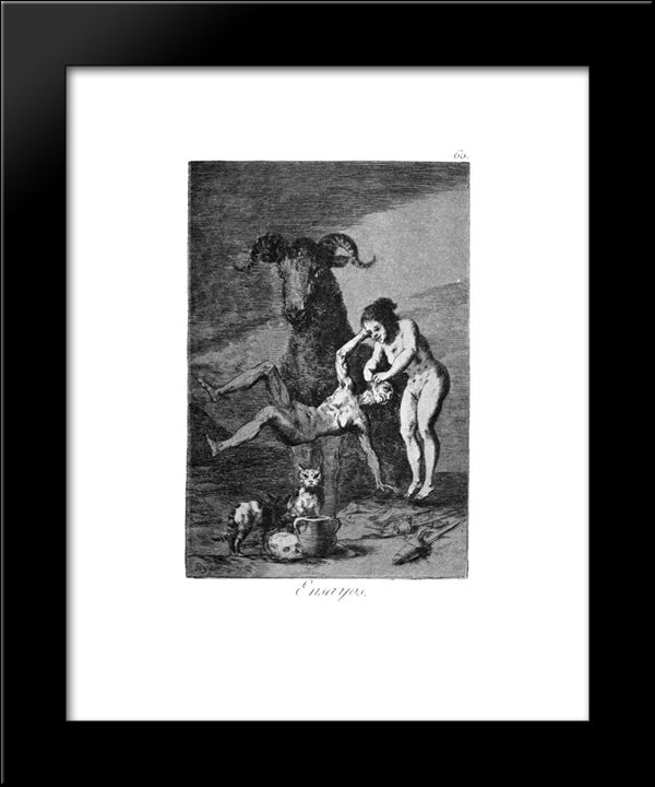 Trials 20x24 Black Modern Wood Framed Art Print Poster by Goya, Francisco