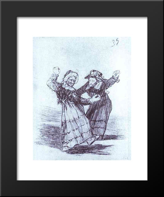 Two Dancing Old Friends 20x24 Black Modern Wood Framed Art Print Poster by Goya, Francisco