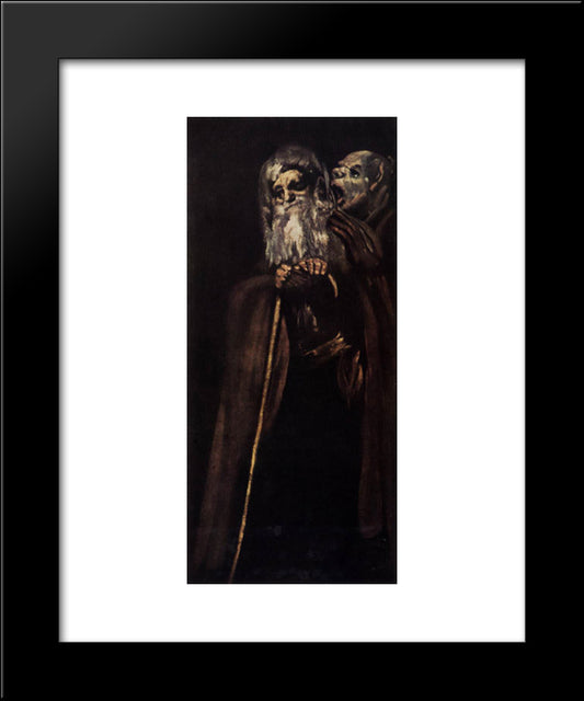 Two Monks 20x24 Black Modern Wood Framed Art Print Poster by Goya, Francisco