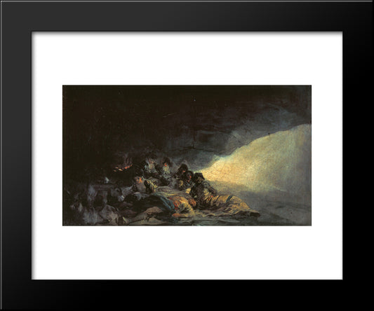 Vagabonds Resting In A Cave 20x24 Black Modern Wood Framed Art Print Poster by Goya, Francisco