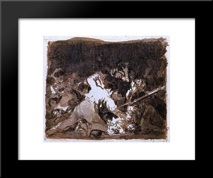 War Scene 20x24 Black Modern Wood Framed Art Print Poster by Goya, Francisco