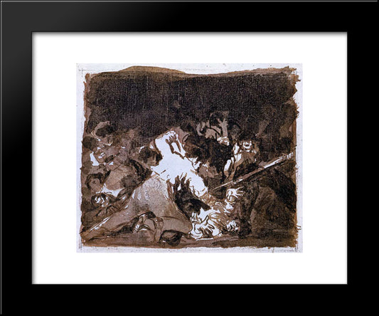 War Scene 20x24 Black Modern Wood Framed Art Print Poster by Goya, Francisco