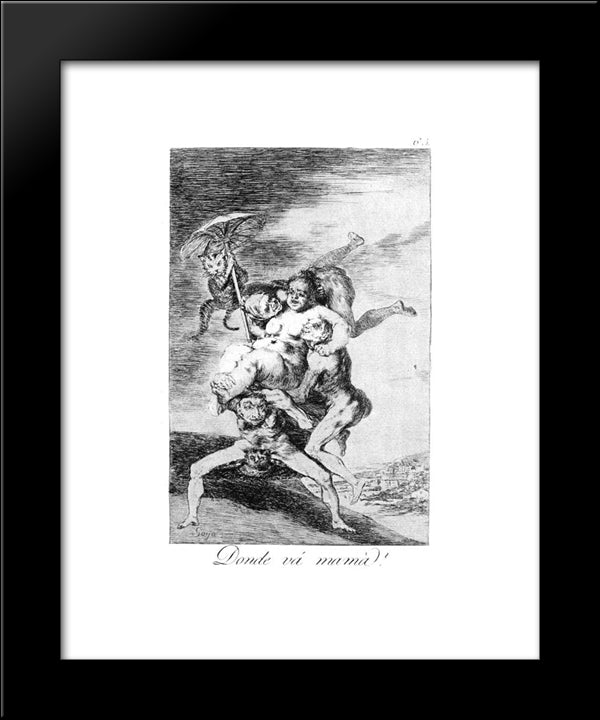 Where Is Mother Going 20x24 Black Modern Wood Framed Art Print Poster by Goya, Francisco