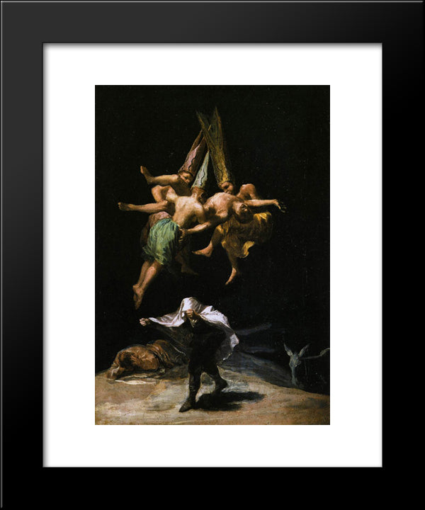 Witches In The Air 20x24 Black Modern Wood Framed Art Print Poster by Goya, Francisco