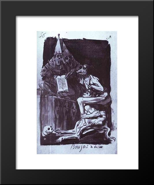 Witches Ready To Fly 20x24 Black Modern Wood Framed Art Print Poster by Goya, Francisco