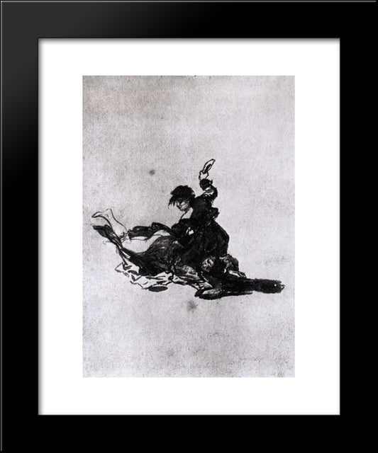 Woman Hitting Another Woman With A Shoe 20x24 Black Modern Wood Framed Art Print Poster by Goya, Francisco