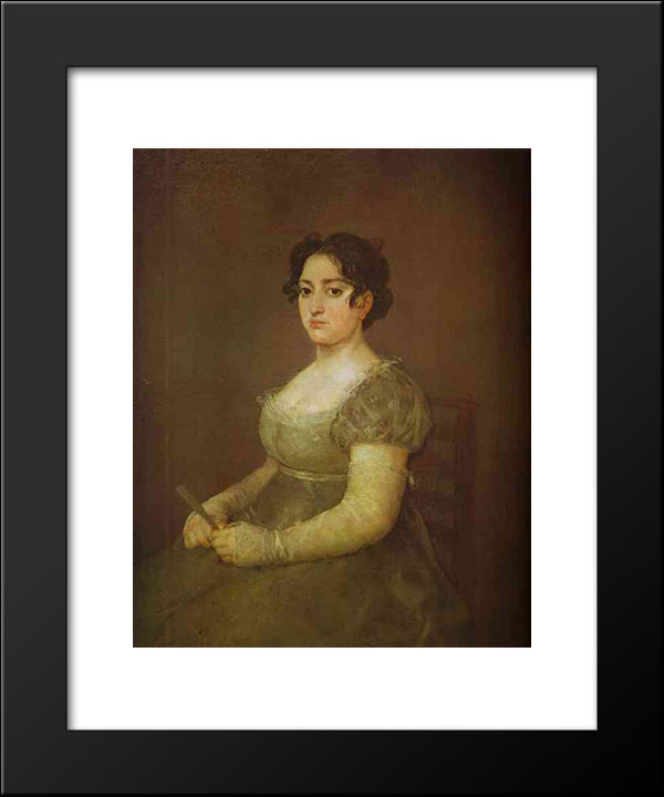 Woman With A Fan 20x24 Black Modern Wood Framed Art Print Poster by Goya, Francisco