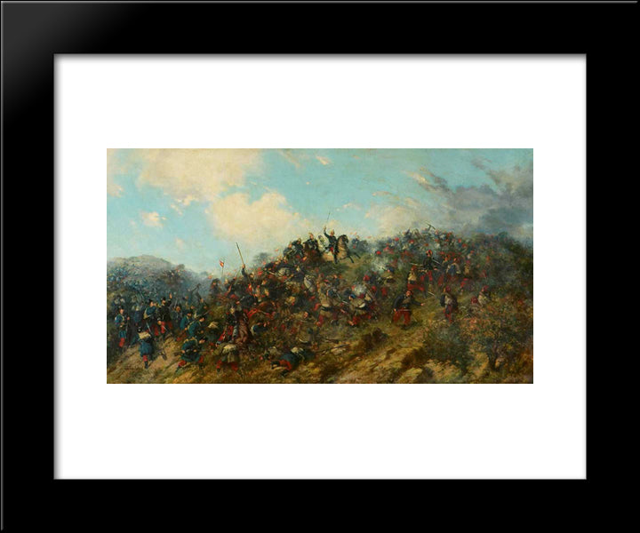 Battle Of Trevino 20x24 Black Modern Wood Framed Art Print Poster by Oller, Francisco