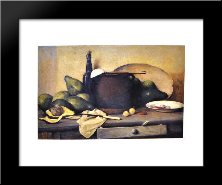 Bodegon Con Aguacates Y Utensilios 20x24 Black Modern Wood Framed Art Print Poster by Oller, Francisco