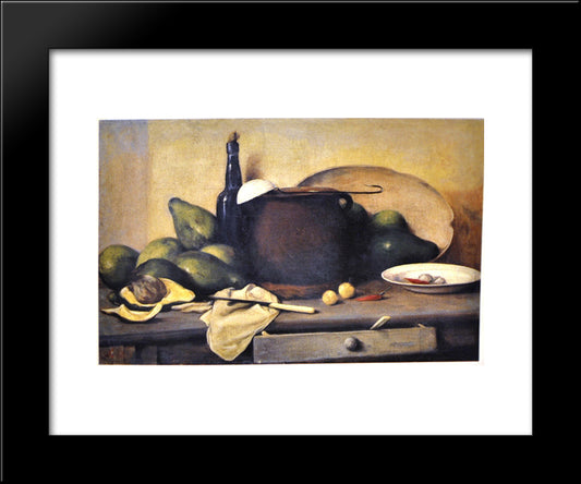 Bodegon Con Aguacates Y Utensilios 20x24 Black Modern Wood Framed Art Print Poster by Oller, Francisco