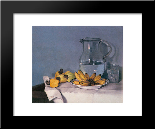 Bodegon De Guineos, Jarra Y Pajuiles 20x24 Black Modern Wood Framed Art Print Poster by Oller, Francisco