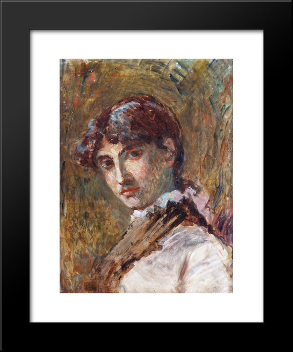 Portrait Of A Lady, Probably Dona Isabel Oller, The Artist'S Sister 20x24 Black Modern Wood Framed Art Print Poster by Oller, Francisco