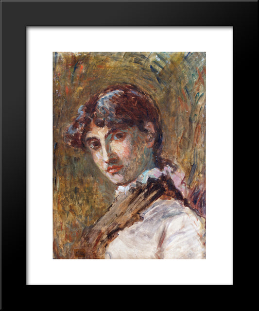 Portrait Of A Lady, Probably Dona Isabel Oller, The Artist'S Sister 20x24 Black Modern Wood Framed Art Print Poster by Oller, Francisco