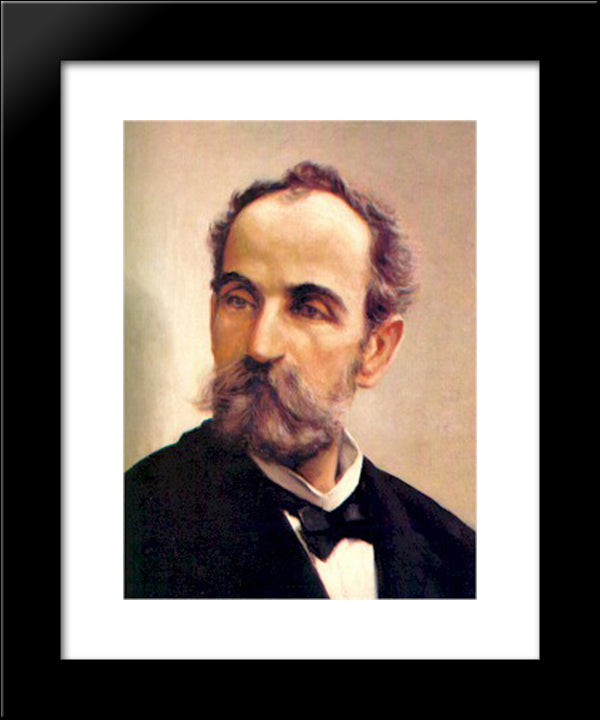 Portrait Of Eugenio Mar­a De Hostos 20x24 Black Modern Wood Framed Art Print Poster by Oller, Francisco