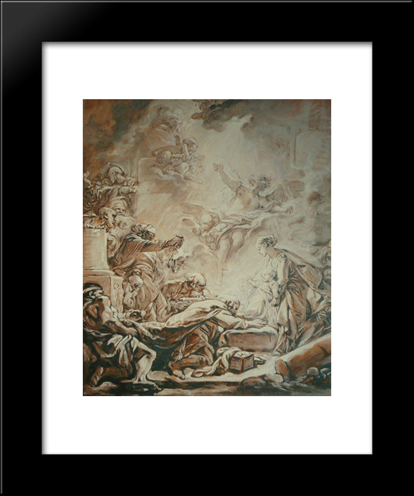 Adoration Of The Magi 20x24 Black Modern Wood Framed Art Print Poster by Boucher, Francois