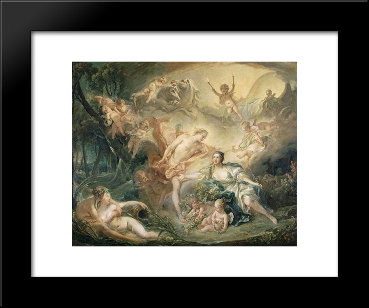 Apollo Revealing His Divinity To The Shepherdess Isse 20x24 Black Modern Wood Framed Art Print Poster by Boucher, Francois