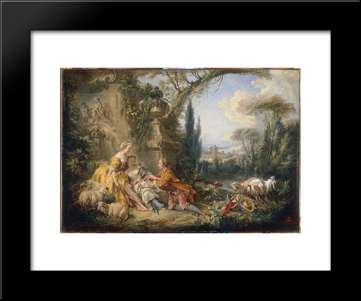 Charms Of Country Life 20x24 Black Modern Wood Framed Art Print Poster by Boucher, Francois