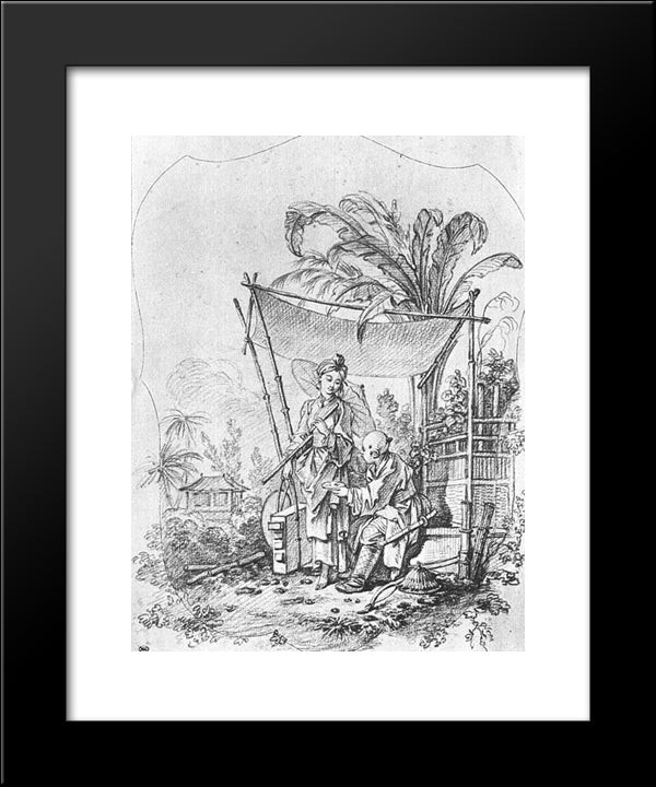 Lady With An Umbrella 20x24 Black Modern Wood Framed Art Print Poster by Boucher, Francois